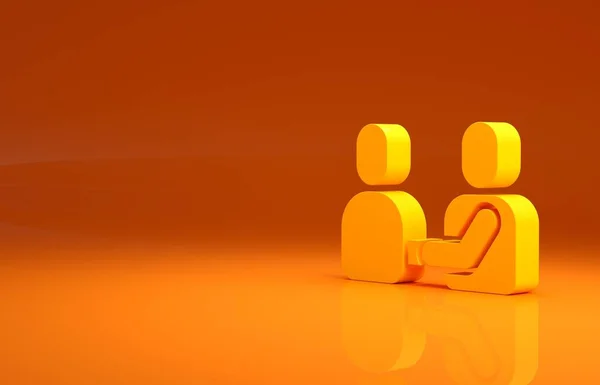 黄色的快乐友谊日图标孤立在橙色背景下 永恒的友谊概念 最低纲领的概念 3D渲染3D插图 — 图库照片
