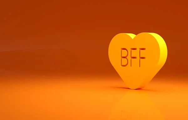 옐로우 Bff 친구들은 영원히 주황색 배경에서 고립된 아이콘으로 있습니다 미니멀리즘의 — 스톡 사진