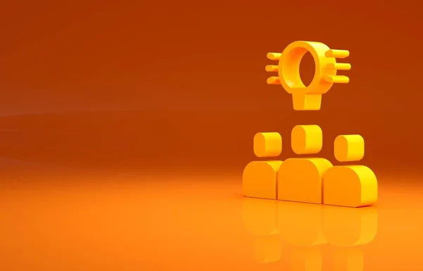 Gelbes Basissymbol Des Projektteams Isoliert Auf Orangefarbenem Hintergrund Geschäftsanalyse Und — Stockfoto