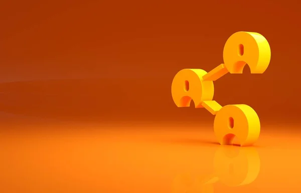黄色的Bff或最好的朋友永远的图标孤立在橙色背景 最低纲领的概念 3D渲染3D插图 — 图库照片