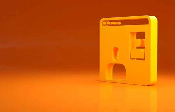 Κίτρινη Εικόνα Διάσκεψης Συνομιλίας Βίντεο Απομονώνεται Πορτοκαλί Φόντο Υπολογιστής Διεπαφή — Φωτογραφία Αρχείου