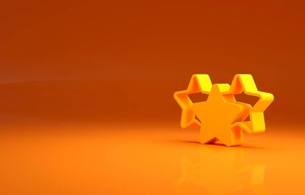 Yellow Pět Hvězdiček Hodnocení Produktů Zákazníků Ikona Izolované Oranžovém Pozadí — Stock fotografie