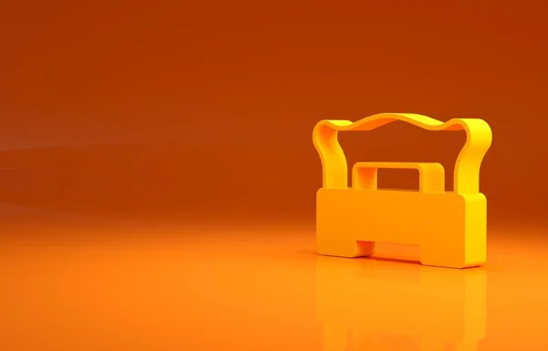 Желтая Иконка Спальни Изолирована Оранжевом Фоне Свадьба Любовь Символ Брака — стоковое фото