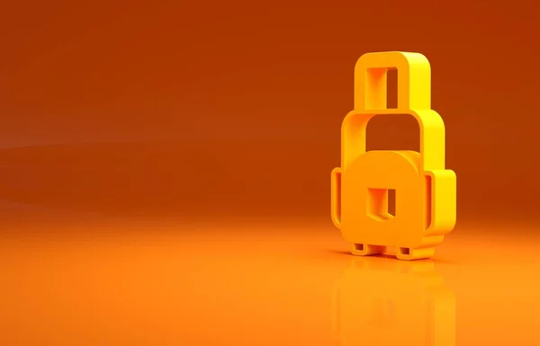 Gele Koffer Voor Reisicoon Geïsoleerd Oranje Achtergrond Reisbagagebord Reisbagage Icoon — Stockfoto