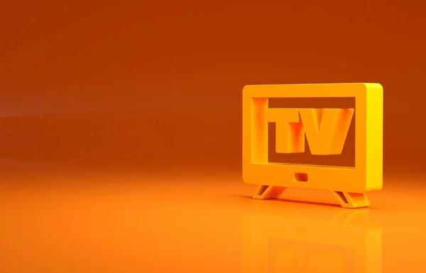 옐로우 스마트 아이콘은 주황색 배경에 분리되어 있습니다 텔레비전 미니멀리즘의 개념입니다 — 스톡 사진