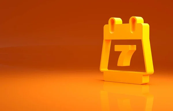 イエローホテル予約カレンダーのアイコンは オレンジの背景に隔離された 最小限の概念 3Dイラスト3Dレンダリング — ストック写真