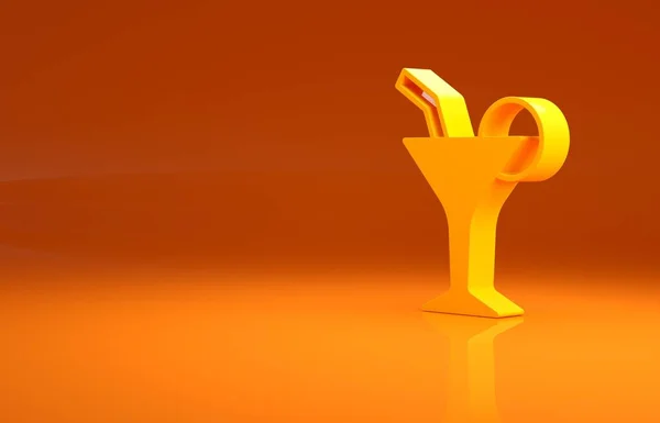 Желтый Коктейль Значок Алкогольных Напитков Оранжевом Фоне Концепция Минимализма Рендеринг — стоковое фото