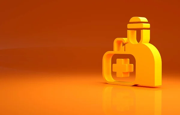 Иконка Желтой Аптечки Оранжевом Фоне Медицинская Коробка Крестом Медицинское Оборудование — стоковое фото