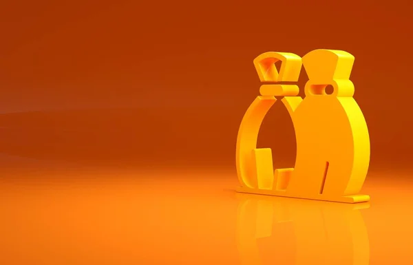 Κίτρινη Σακούλα Σκουπιδιών Απομονωμένη Πορτοκαλί Φόντο Μινιμαλιστική Έννοια Απεικόνιση Καθιστούν — Φωτογραφία Αρχείου