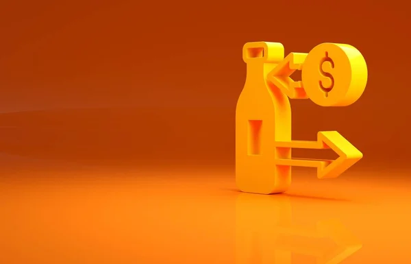 Yellow Empfang Und Verkauf Von Glasflaschen Symbol Isoliert Auf Orangefarbenem — Stockfoto
