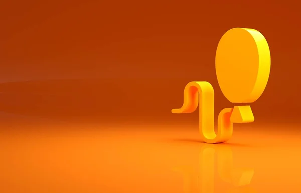 黄色气球 带图标孤立在橙色背景 复活节快乐最低纲领的概念 3D说明3D — 图库照片
