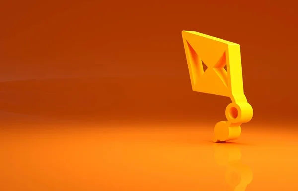 Żółty Kite Ikona Izolowane Pomarańczowym Tle Koncepcja Minimalizmu Ilustracja — Zdjęcie stockowe