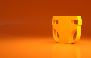 Sarı Bebek emici bebek bezi ikonu turuncu arka planda izole edilmiş. Minimalizm kavramı. 3d illüstrasyon 3B canlandırma.
