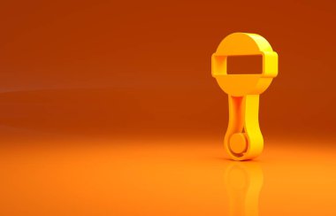 Sarı Çıngıraklı Bebek oyuncağı ikonu turuncu arka planda izole edildi. Fasulye torbası işareti. Minimalizm kavramı. 3d illüstrasyon 3B canlandırma.