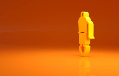 Sarı Çeşme kalem ucu simgesi turuncu arka planda izole edilmiş. Kalem aleti işareti. Minimalizm kavramı. 3d illüstrasyon 3B canlandırma.