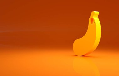 Sarı patlıcan ikonu turuncu arka planda izole edilmiş. Minimalizm kavramı. 3d illüstrasyon 3B canlandırma.