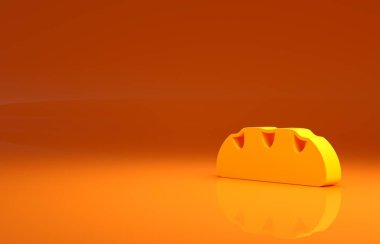 Turuncu arka planda sarı ekmek ikonu izole edildi. Minimalizm kavramı. 3d illüstrasyon 3B canlandırma.