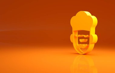 Sarı aşçı simgesi turuncu arka planda izole edildi. Şef sembolü. Minimalizm kavramı. 3d illüstrasyon 3B canlandırma.
