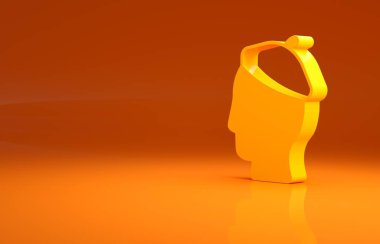 Sarı Fransız ikonu turuncu arka planda izole edildi. Minimalizm kavramı. 3d illüstrasyon 3B canlandırma.