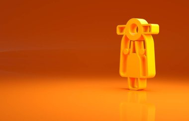 Sarı Scooter simgesi turuncu arka planda izole edildi. Minimalizm kavramı. 3d illüstrasyon 3B canlandırma.