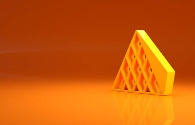 Sarı Louvre cam piramit ikonu turuncu arka planda izole edilmiş. Louvre Müzesi. Minimalizm kavramı. 3d illüstrasyon 3B canlandırma.