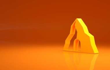 Sarı altın madeni ikonu turuncu arka planda izole edilmiş. Minimalizm kavramı. 3d illüstrasyon 3B canlandırma.