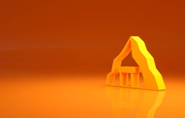 Sarı altın madeni ikonu turuncu arka planda izole edilmiş. Minimalizm kavramı. 3d illüstrasyon 3B canlandırma.