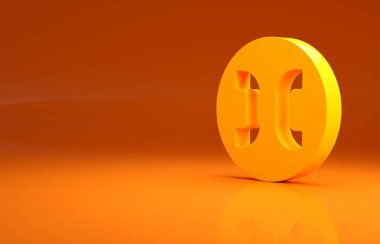 Sarı Balık burcu simgesi turuncu arka planda izole edilmiş. Astrolojik yıldız falı koleksiyonu. Minimalizm kavramı. 3d illüstrasyon 3B canlandırma.