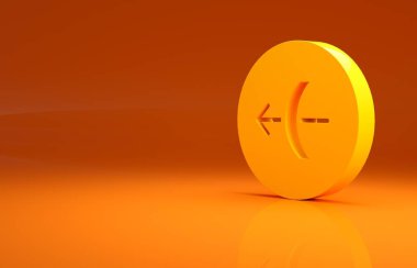 Sarı yay burcu simgesi turuncu arka planda izole edilmiş. Astrolojik yıldız falı koleksiyonu. Minimalizm kavramı. 3d illüstrasyon 3B canlandırma.