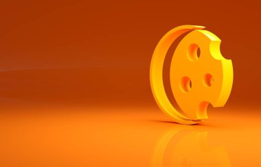 Güneş tutulmasının sarı tutulması turuncu arka planda izole edilmiş. Tam sonar tutulması. Minimalizm kavramı. 3d illüstrasyon 3B canlandırma.