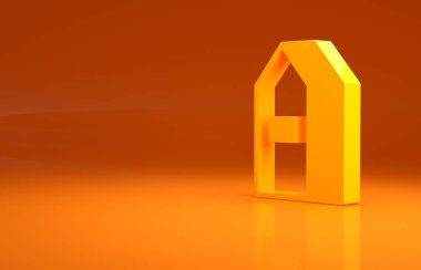 Turuncu arka planda izole edilmiş süt ikonu için sarı kağıt paketi. Süt paketi işareti. Minimalizm kavramı. 3d illüstrasyon 3B canlandırma.