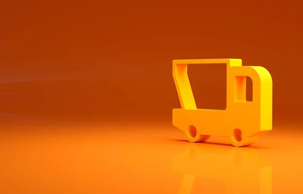 Ícone Caminhão Brinquedo Amarelo Isolado Fundo Laranja Conceito Minimalismo Ilustração — Fotografia de Stock