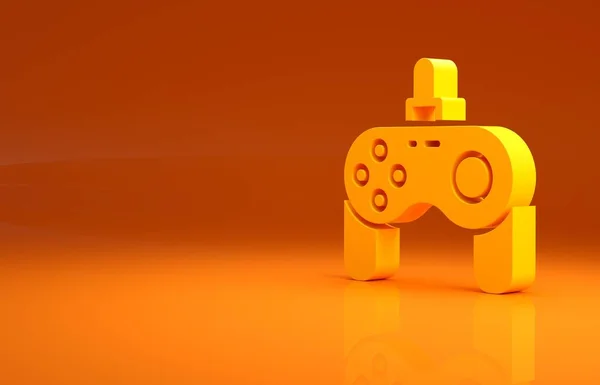 Желтый Иконка Gamepad Изолирован Оранжевом Фоне Игровой Контроллер Концепция Минимализма — стоковое фото