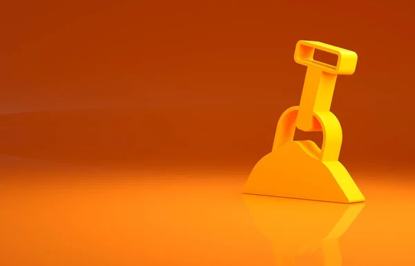 Stock image Yellow Sandbox with sand and shovel icon isolated on orange background. Minimalism concept. 3d illustration 3D render.