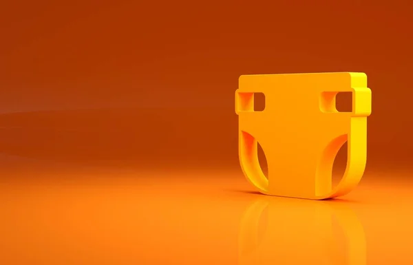 黄色婴儿吸湿尿布图标孤立在橙色背景 最低纲领的概念 3D渲染3D插图 — 图库照片