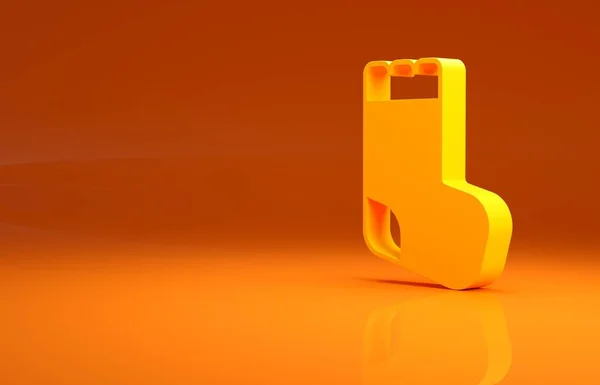 Żółte Skarpetki Baby Ikona Ubrania Izolowane Pomarańczowym Tle Koncepcja Minimalizmu — Zdjęcie stockowe