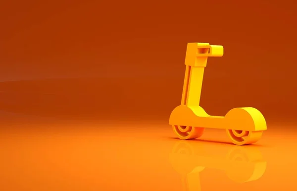 Scooter Rolo Amarelo Para Crianças Ícone Isolado Fundo Laranja Chute — Fotografia de Stock