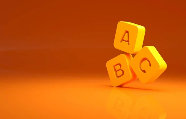 Gelbe Abc Blöcke Auf Orangefarbenem Hintergrund Alphabetwürfel Mit Den Buchstaben — Stockfoto