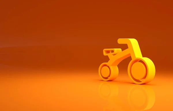 Żółty Rower Dla Dzieci Ikona Izolowane Pomarańczowym Tle Koncepcja Minimalizmu — Zdjęcie stockowe