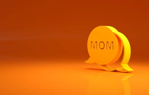 Gele Speech Bubble Moeder Pictogram Geïsoleerd Oranje Achtergrond Gelukkige Moederdag — Stockfoto