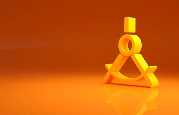 Żółta Ikona Kompasu Rysunku Pomarańczowym Tle Znak Kompasu Narzędzia Rysowania — Zdjęcie stockowe