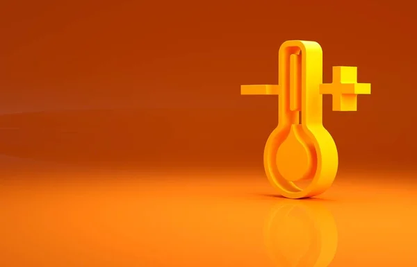 Sárga Meteorológiai Hőmérő Narancssárga Alapon Izolált Ikon Mérése Hőmérő Berendezés — Stock Fotó