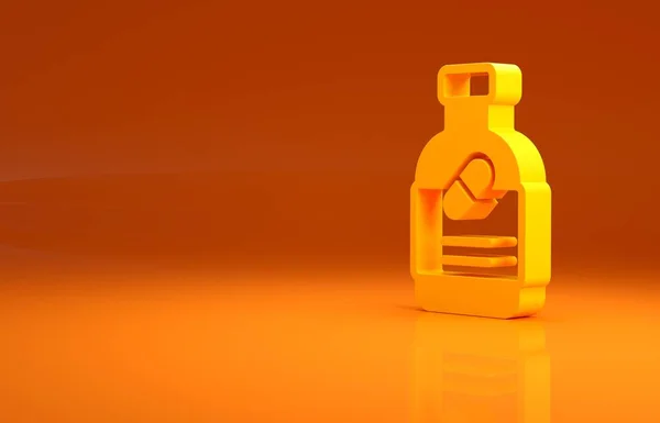 Yellow Medicine Fles Pillen Pictogram Geïsoleerd Oranje Achtergrond Flessenpil Teken — Stockfoto