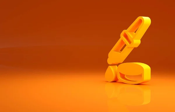 Gul Pipett Ikon Isolerad Orange Bakgrund Inslag Medicinsk Utrustning Kemilabbutrustning — Stockfoto