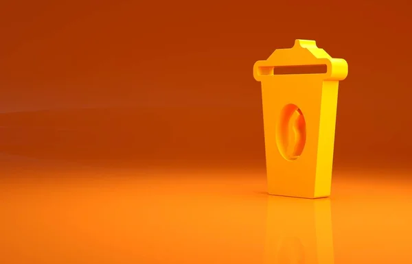 Gelbe Kaffeetasse Symbol Isoliert Auf Orangefarbenem Hintergrund Minimalismus Konzept Illustration — Stockfoto