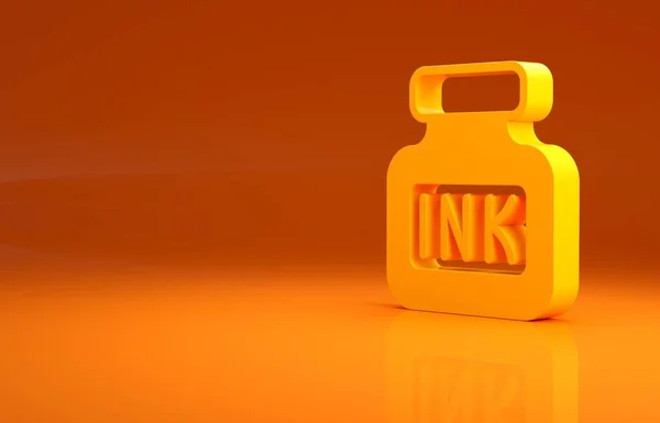 Yellow Inkwell Icoon Geïsoleerd Oranje Achtergrond Minimalisme Concept Illustratie Renderen — Stockfoto