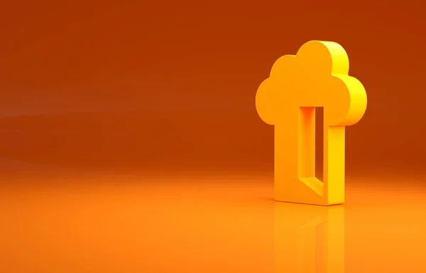 Εικονίδιο Βάσης Δεδομένων Yellow Cloud Απομονώθηκε Πορτοκαλί Φόντο Έννοια Υπολογιστικού — Φωτογραφία Αρχείου