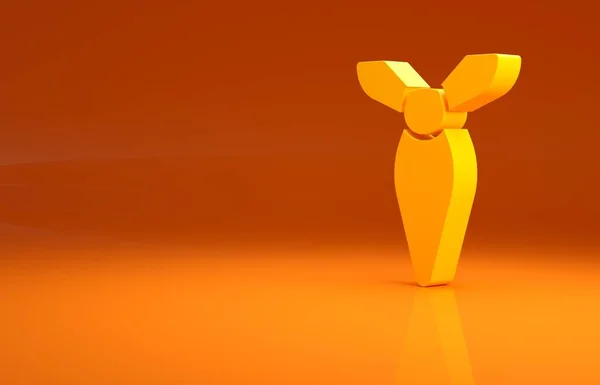 黄色のタイアイコンがオレンジの背景に隔離されています ネクタイとネックレスのシンボル 最小限の概念 3Dイラスト3Dレンダリング — ストック写真