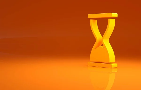 Желтые Старые Песочные Часы Плавающей Иконкой Оранжевом Фоне Песок Часах — стоковое фото