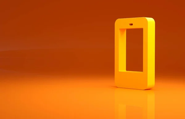 Sárga Okostelefon Mobiltelefon Ikon Narancssárga Háttérrel Minimalizmus Koncepció Illusztráció Render — Stock Fotó